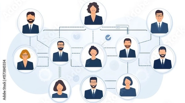 Fototapeta Illustrative organizational chart showcasing team hierarchy and corporate structure