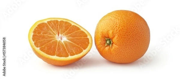 Fototapeta Invigorating citrus composition showcasing a sliced and whole vibrant orange
