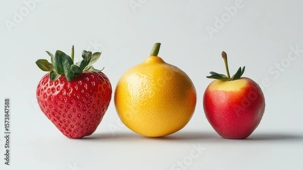 Fototapeta A Vibrant Trio of Fresh Fruits: A Culinary Delight Displayed in a Row
