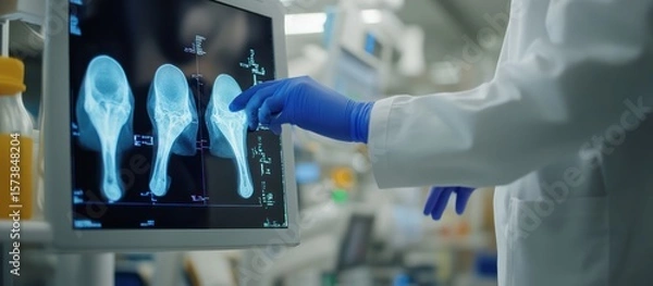 Fototapeta Reviewing Scapula X-Ray Images on Monitor for Precise Diagnosis and Patient Care