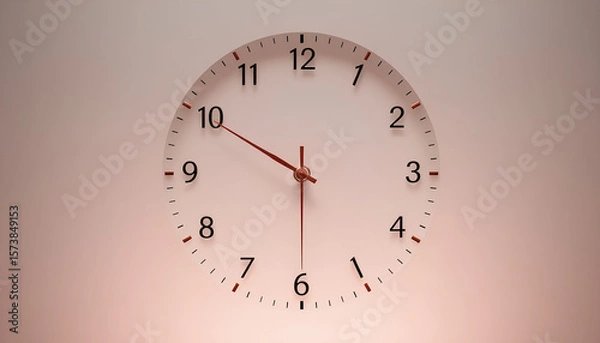 Fototapeta Abstract clock face with subtle gradient background and no numbers, thin hands in rose gold, calm and silent interior mood 2