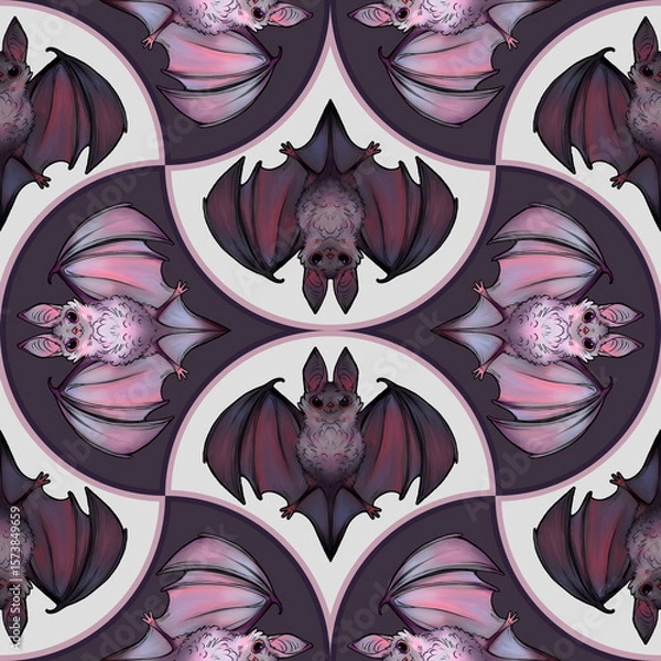 Fototapeta Unique seamless bat pattern design suitable for textiles and wallpapers.