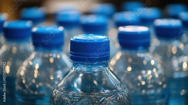 Obraz Bottled water array, a refreshing display of hydration resource in purity