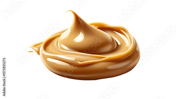 Fototapeta creamy peanut butter set against a white backdrop
