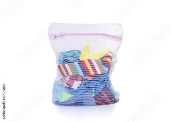 Obraz Laundry bag with clothes for washing.