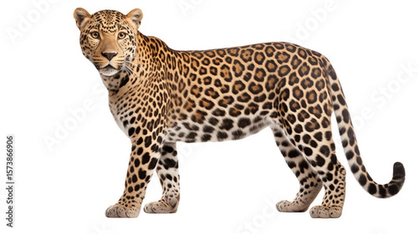 Obraz Captivating leopard prowls with distinctive spots against transparent background ready for design integration.