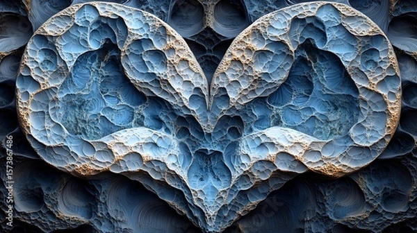 Fototapeta Intricate abstract design of textured forms in shades of blue and beige.