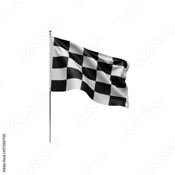 Fototapeta Waving Checkered Flag Finish Line, Victory, and Competition Symbol