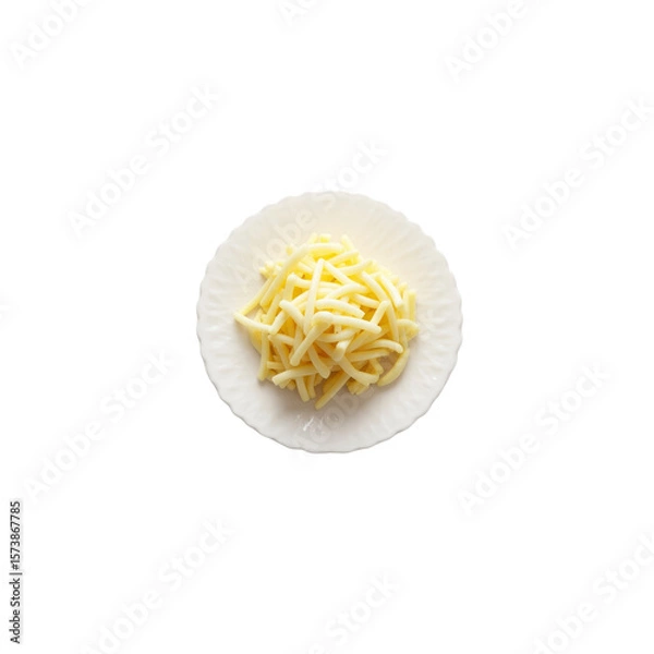 Fototapeta Overhead View of Cooked Yellow Beans on a White Plate