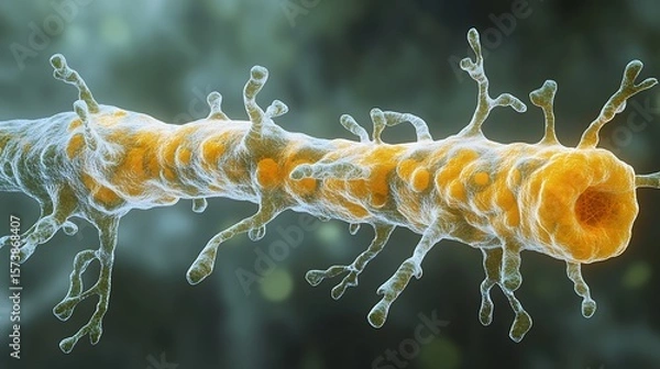 Fototapeta Detailed view of a neuron axon.