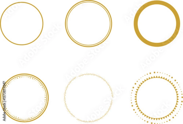 Fototapeta シンプル・おしゃれな丸型フレームイラストセット