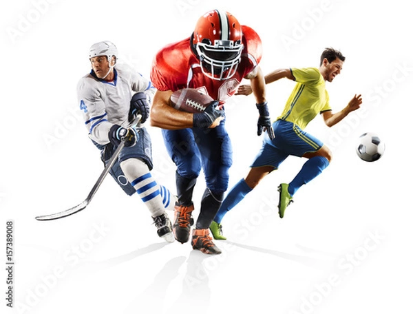 Fototapeta Multi sport collage soccer american football ice hockey