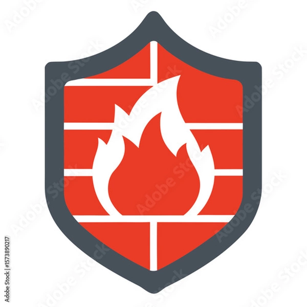 Obraz Cybersecurity Firewall Shield Vector Art
