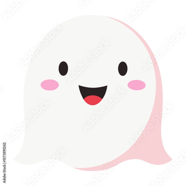 Obraz Smiling Ghost With Pink Blush Icon