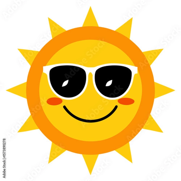 Obraz Sunny Face With Shades Vector Design