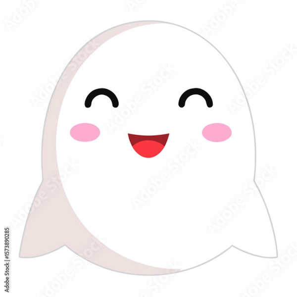 Obraz Cute Ghost Face With Blush Illustration