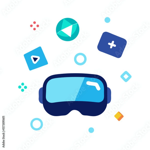 Obraz Virtual Reality Mask With Icons Vector