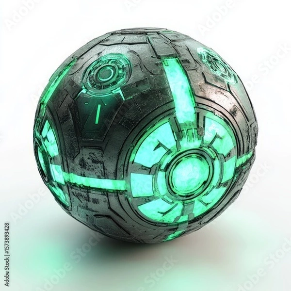 Fototapeta Futuristic glowing orb tech sphere render sci fi ball design concept art object technology innovation