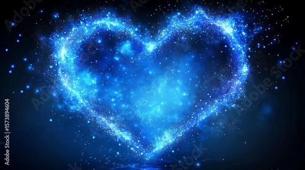 Fototapeta Abstract heart shape formed by luminous particles.