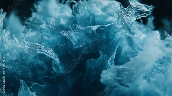 Fototapeta Intricate, abstract forms of a deep teal color.