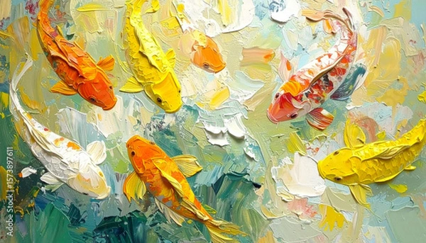 Fototapeta Fish in the Pond  Digital Painting Abstract Art