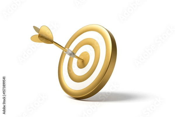 Obraz A golden dart hits the bullseye of a target, symbolizing success and achievement