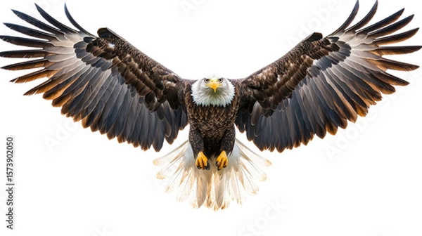 Fototapeta Majestic bald eagle with open wings background isolated on a Transparent background, PNG file.