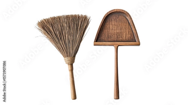 Fototapeta Mini hand broom and dustpan set, background isolated on a Transparent background, PNG file.