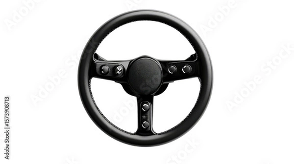 Fototapeta Minimalist steering wheel design with smooth surface background isolated on a Transparent background, PNG file.