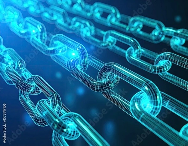 Fototapeta Abstract chain, digital network