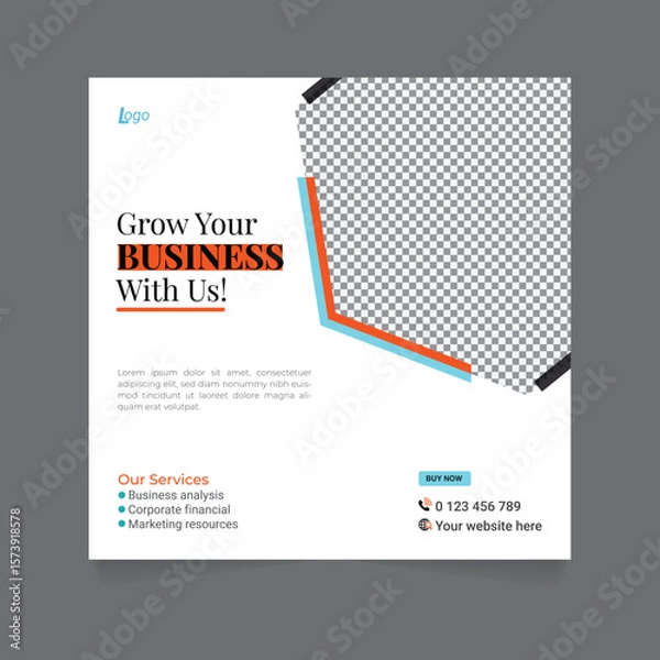 Fototapeta Digital marketing social media post business webinar for social media story, business post or stories banner template geometric shape design for attractive abstract elements post background space