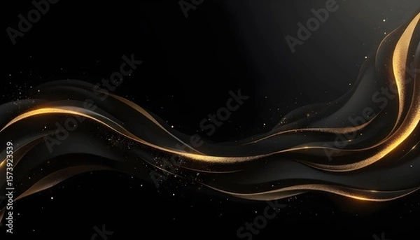 Obraz Elegant black background with gold stripes