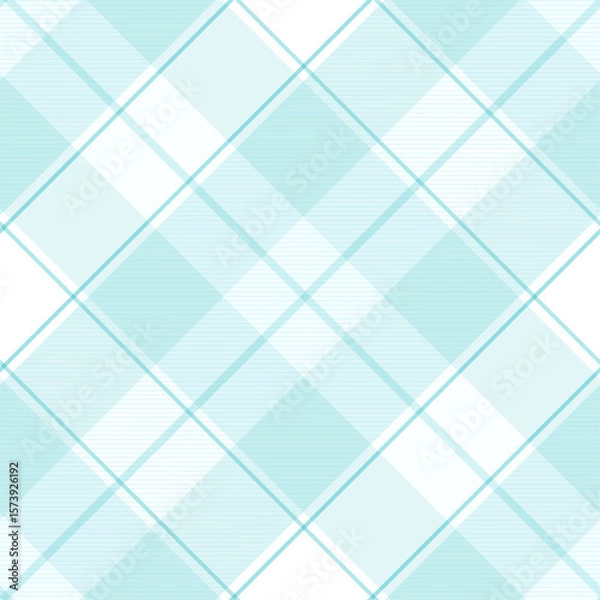 Obraz Check plaid pattern in blue and white. Seamless light pastel houndstooth tartan for dress, jacket, coat, scarf, other modern spring summer autumn winter fashion fabric design.	