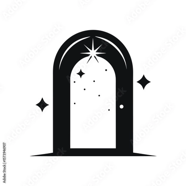 Fototapeta Sparkling magic portal silhouette door for enchanted stories and fantasy game elements