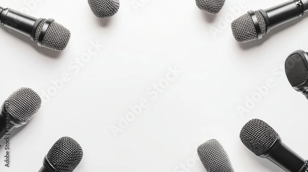 Fototapeta Close-Up View of Microphones Arranged in a Circular Pattern