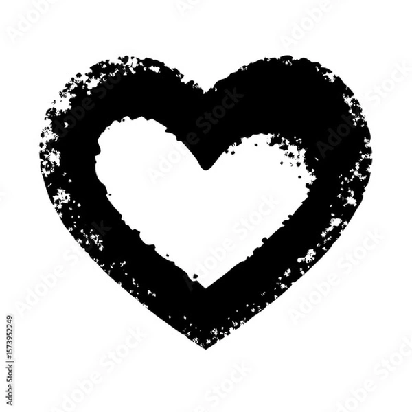 Obraz Stencil Heart Frame Dirty Texture Border, Black Brush frame