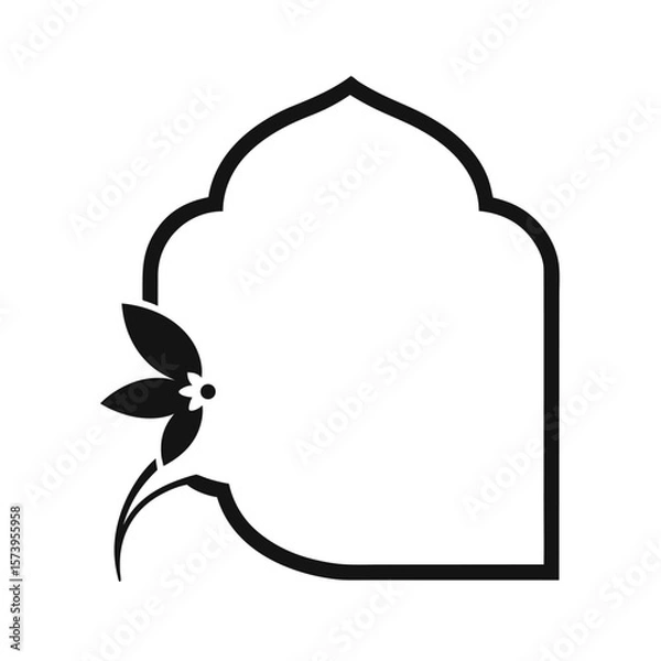 Fototapeta Elegant jasmine flower corner frame silhouette for botanical design and invitation layout