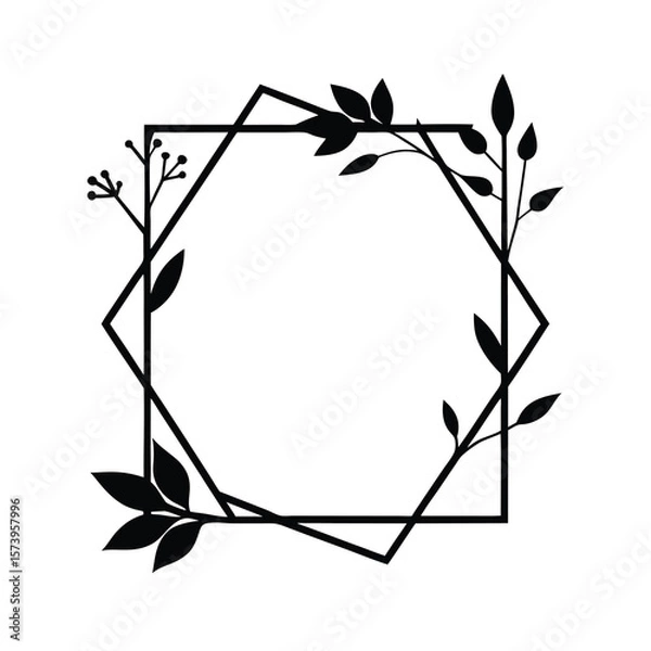 Fototapeta Geometric square frame silhouette with modern minimal style for trendy graphic projects