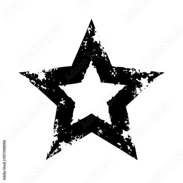 Obraz Stencil Star Frame Dirty Texture Border, Black Brush frame
