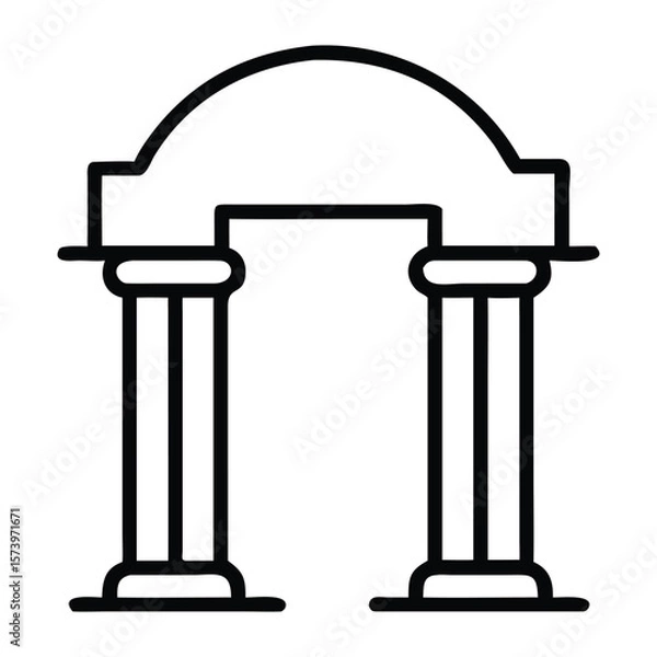 Fototapeta Simple outline illustration of a classical archway design suitable for architectural and historical concepts