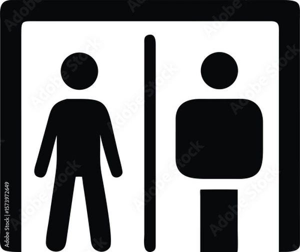 Fototapeta Restroom Icon: Simple and clear restroom icon design featuring male and female symbols, perfect for public spaces and digital interfaces.