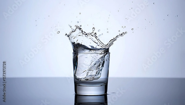 Fototapeta Water Splash in Glass: Clean, Refreshing, Dynamic Studio Shot