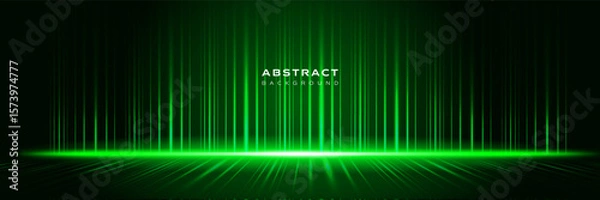 Obraz Studio green background, stage, show, curtain, performance, laser light effects, perspective, neon, futuristic, product, banner, website, cover, presentation, vector