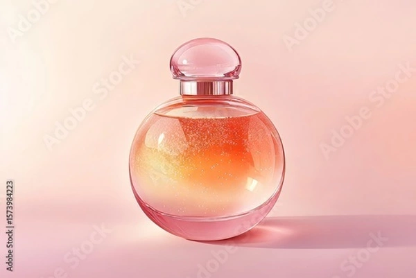 Fototapeta Spherical perfume bottle with a gradient of peachy orange tones.