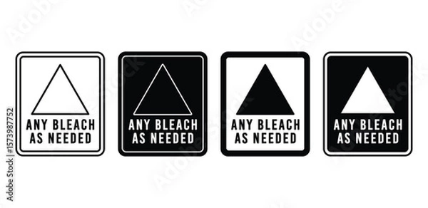 Fototapeta Triangle Laundry Symbols Any Bleach As Needed Black and White Color Vector Design