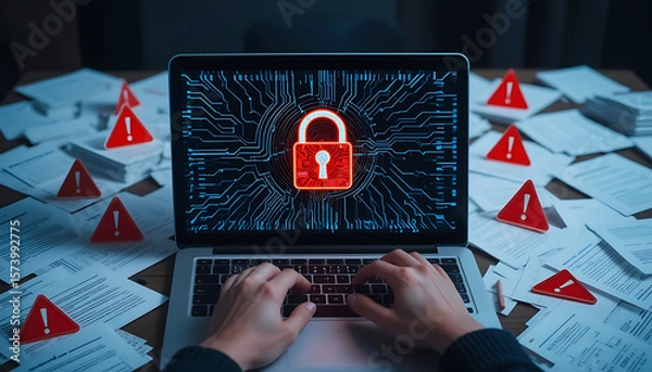 Fototapeta Data Security Concept Icons Representing Cybersecurity, Digital Protection, and Information Privacy