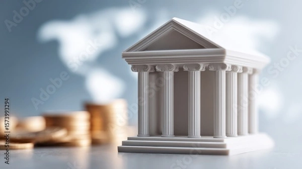Obraz Bank hologram and connecting technology, with stock market graph background, highlighting futuristic banking systems.