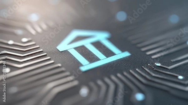 Obraz Hologram bank and connecting technology, symbolizing futuristic finance, digital banking, and seamless connectivity.