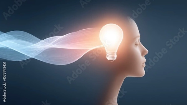 Obraz A person who loves thinking differently, with creative ideas and a glowing light bulb, symbolizing innovation and unique mindset.