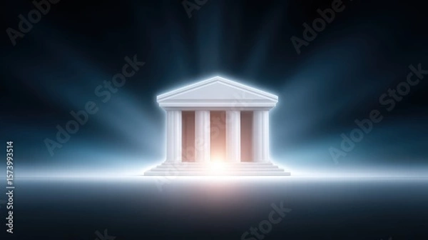 Obraz Hologram bank and connecting technology, symbolizing futuristic finance, digital banking, and seamless connectivity.